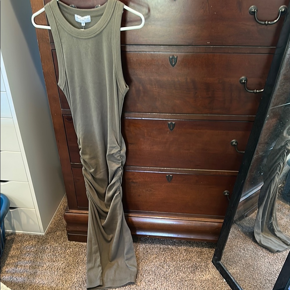 Michael Stars Green Ruched Bodycon Maxi Dress